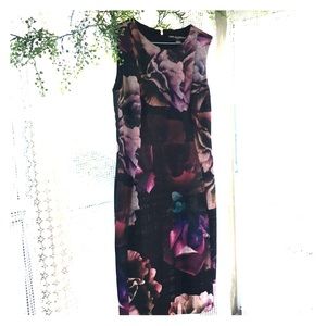 Karl Lagerfeld Floral Black & Plum Cocktail Dress